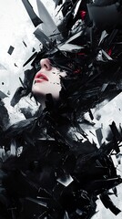 Wall Mural - Abstract Woman Portrait: Shattered Beauty