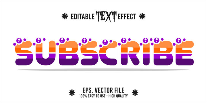 typography subscribe word art illustration, editable text effect	