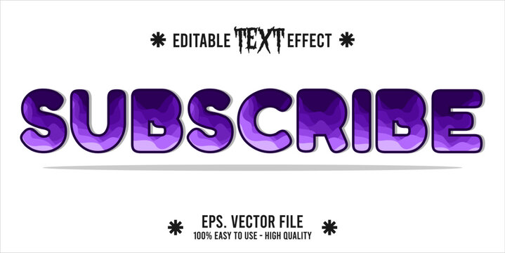 typography subscribe word art illustration, editable text effect	