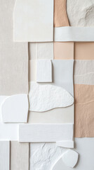 Fototapete - Textured wall art featuring various shapes and colors in neutral tones