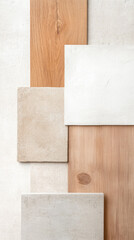 Poster - Natural wood and concrete textures arranged in modern design layout