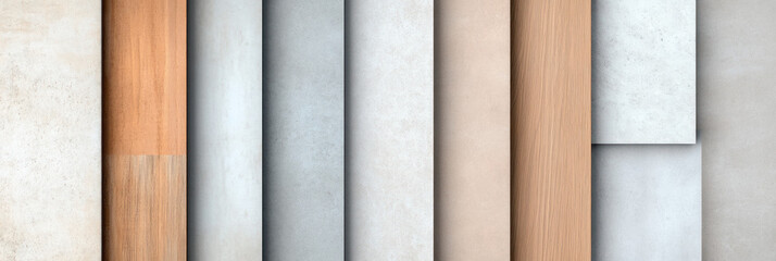 Poster - Textured surfaces in various colors and materials, showcasing wood and concrete