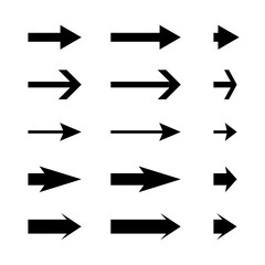 Poster - Arrow icons collection. Navigation arrow set. Black arrow vectors. Minimal direction signs.