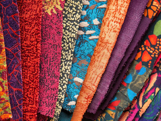 Poster - Vibrant collection of colorful fabrics showcasing various textures and patterns