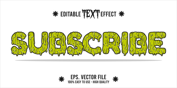 typography subscribe word art illustration, editable text effect	