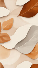 Aufkleber - Elegant abstract design featuring layered leaves in warm tones