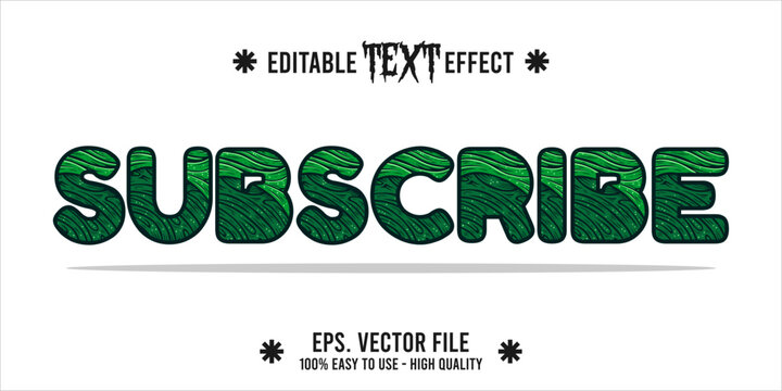 typography subscribe word art illustration, editable text effect	