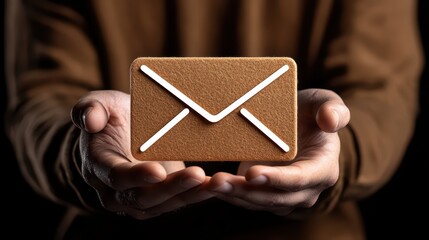 Poster - Hands Holding Email Icon Symbolizing Communication and Connection