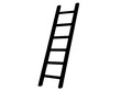 © Blueviewz Vectorz - Black silhouette of a straight ladder leaning against a wall in minimalistic style