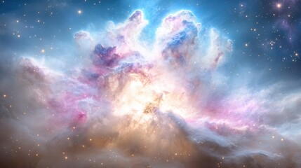 Wall Mural - Glowing cosmic nebula with vibrant colors in deep space exploration