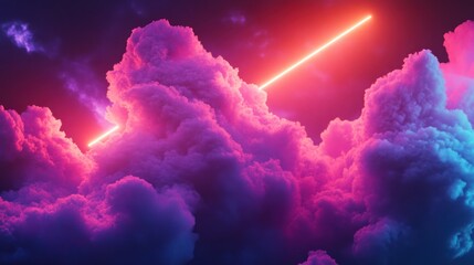 Poster - Abstract cloud background with glowing neon lights.