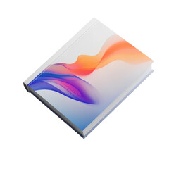 Poster - A closed book showcasing a cover design featuring abstract colorful waves.