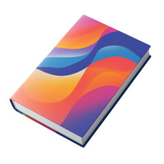 Poster - A hardcover book mockup featuring an abstract cover with vibrant color waves and gradients.