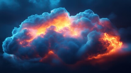 Poster - Cloud illuminated with soft neon glow for artistic effect.