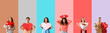 © Pixel-Shot - Set of people with decorations for Valentine's Day on color background