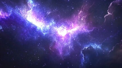Poster - A digital greeting card with a bright starry sky effect, glowing lights in purple, blue, and white, leaving ample room for custom text.