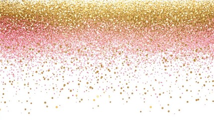Poster - A digital greeting card with sparkling particles in the background, fading from gold to pink, offering space for a message in the middle.