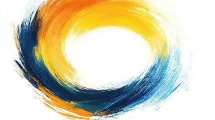 Wall Mural - A modern digital greeting card with abstract brush strokes in vivid yellow, blue, and orange, leaving a clear space for text in the center.