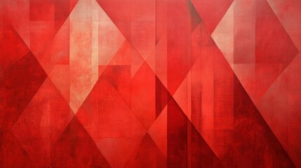 Poster - Red with subtle geometric overlays.