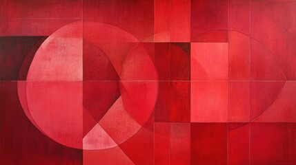 Poster - Red with subtle geometric overlays.