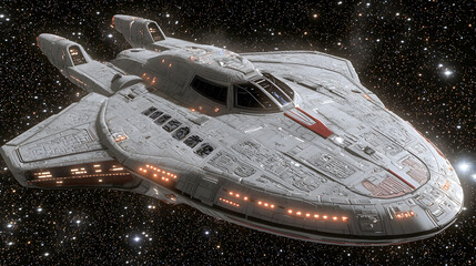 Wall Mural - starship cruising through nebula, space exploration, futuristic design, science fiction artwork, mov