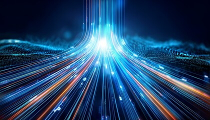 Poster - Luminous cable that transfers data with the dark background.
