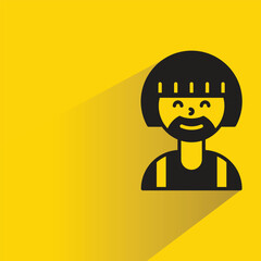 Poster - beard man avatar on yellow background