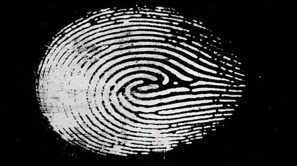 Poster - Fingerprint on black background, showcasing unique patterns and lines. This represents identity, security, and individuality, emphasizing importance of personal identification