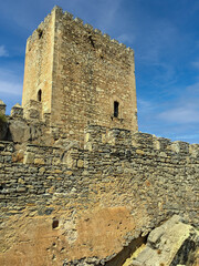 Walls of Almansa Castle, province of Albacete, Spain.