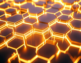 Wall Mural - Honeycomb Grid Glow