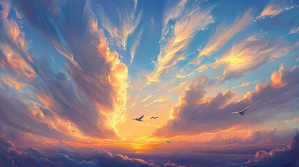 Canvas Print - Sunset Over a Sea of Clouds