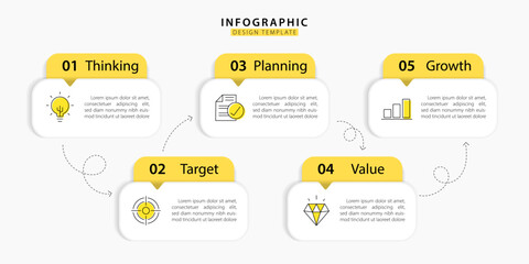 Fototapete - Timeline Creator infographic template. 5 Step timeline journey, calendar Flat simple infographics design template. presentation graph. Business concept with 5 options, gantt vector illustration.
