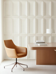 Poster - Modern office interior featuring stylish chair and wooden desk