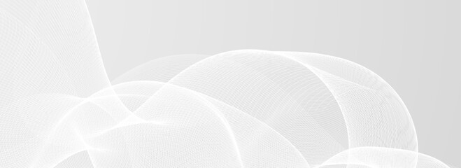 Aufkleber - Abstract grey wavy line background. Silver flowing wave pattern. Technology curved undulated stripe wallpaper. Tech backdrop concept for poster, banner, cover, flyer, booklet. Vector illustration