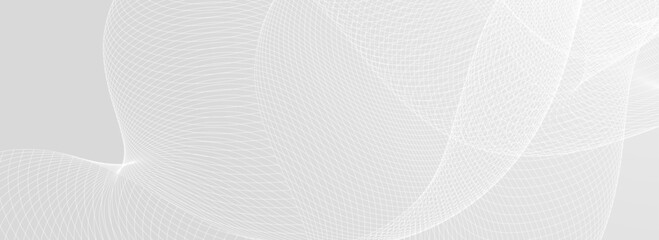 Aufkleber - Abstract grey wavy background. Silver flowing wave line pattern. Technology curved undulated stripe wallpaper. Tech background concept. Vector illustration