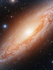Poster - stunning galaxy with swirling orange and white hues, surrounded by stars