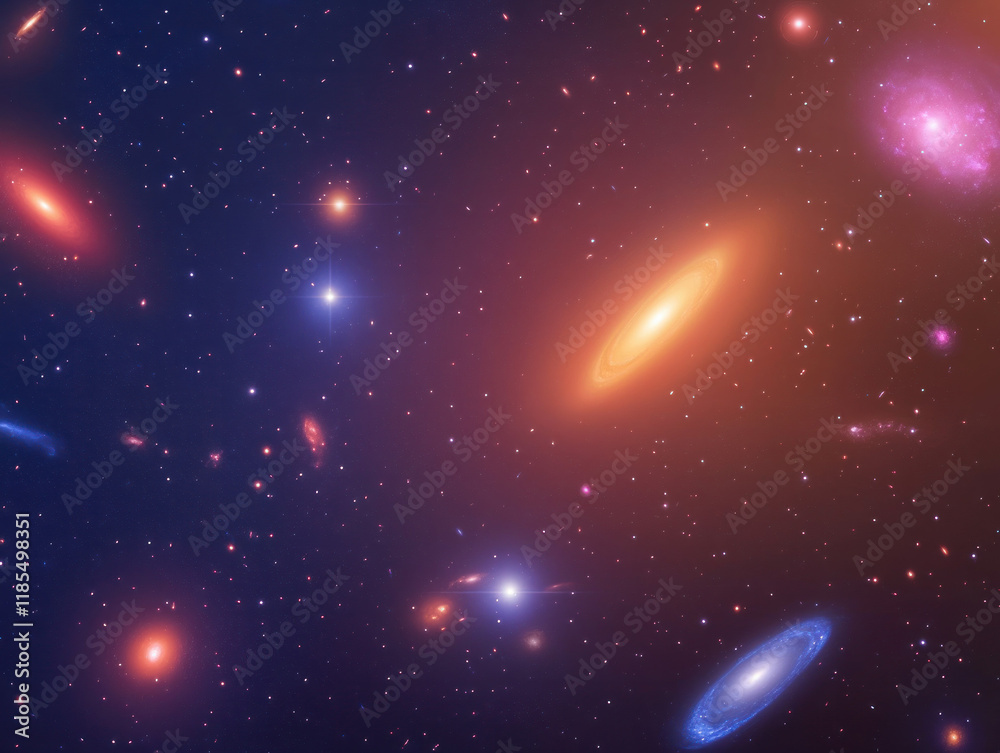 stunning cosmic scene featuring vibrant galaxies, stars, and nebulae in ...