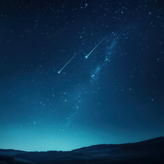 Wall Mural - stunning night sky filled with stars and shooting meteors over serene landscape