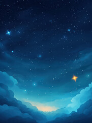 Poster - serene night sky filled with stars and soft clouds, creating tranquil atmosphere