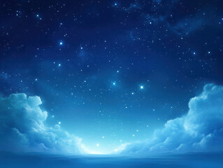 Poster - serene night sky filled with stars and soft clouds, creating tranquil atmosphere