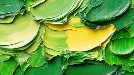 Wall Mural - A modern D brushstroke texture in bold neon hues of green and yellow, with realistic paint-like details.