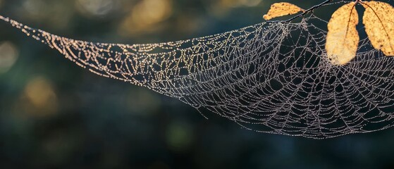Dew Kissed Spiderweb  Nature s Intricate Design