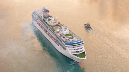 Wall Mural - cruise ship, cruise liners beautiful white cruise ship above luxury cruise in the ocean sea concept 