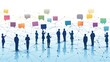 © azi - Networked people communicate via colorful speech bubbles.