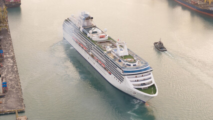 Wall Mural - cruise ship, cruise liners beautiful white cruise ship above luxury cruise in the ocean sea concept 