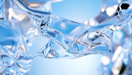Poster - Intricate Abstract Glass Structures Against a Serene Blue Sky