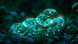 Enigmatic glowing snake in a mystical forest setting