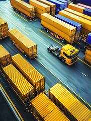 Poster - a vibrant portrayal of cargo documentation processes, featuring organized digital and physical workflows