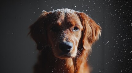 Wall Mural - Golden Retriever Dog Portrait with Glitter and Sparkles