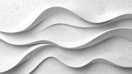 Poster - Abstract Undulating White Waves with Speckled Texture: A Modern Minimalist Design